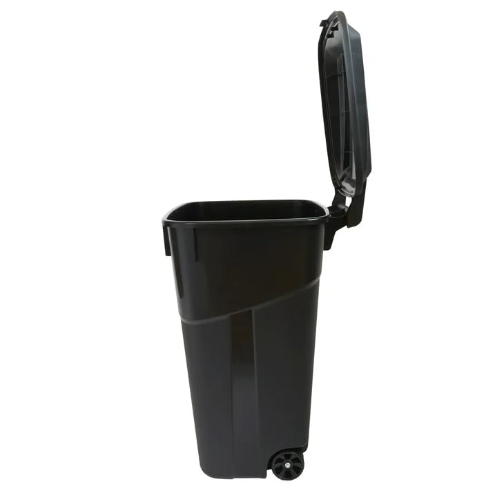 32 Gallon Black Wheeled Plastic Trash Can W8996