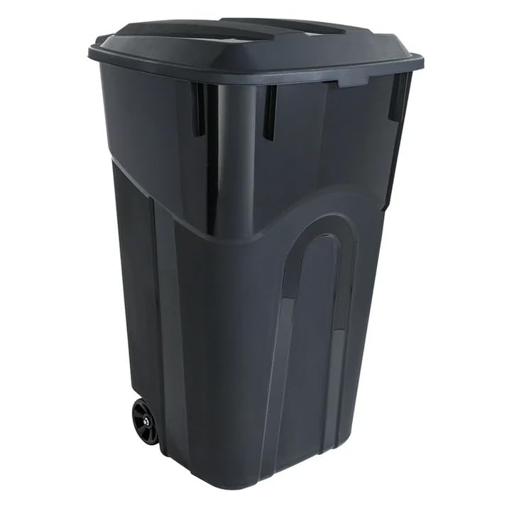 32 Gallon Black Wheeled Plastic Trash Can W8996
