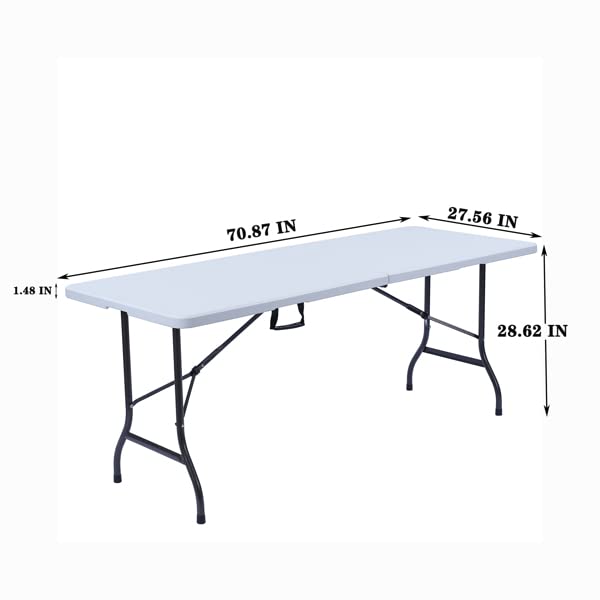 White 6 ft Foldable Plastic Table G66850
