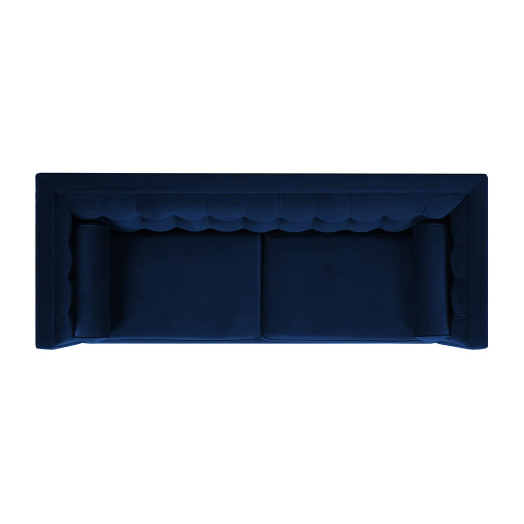 84" Navy Blue Velvet Tufted Sofa U24826