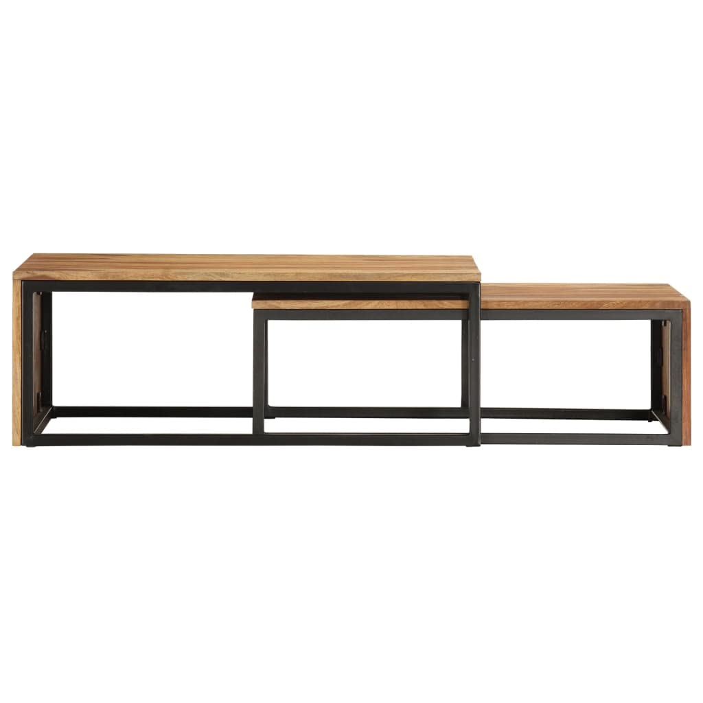 2 pcs Solid Sheesham Wood Nesting Tables C78688