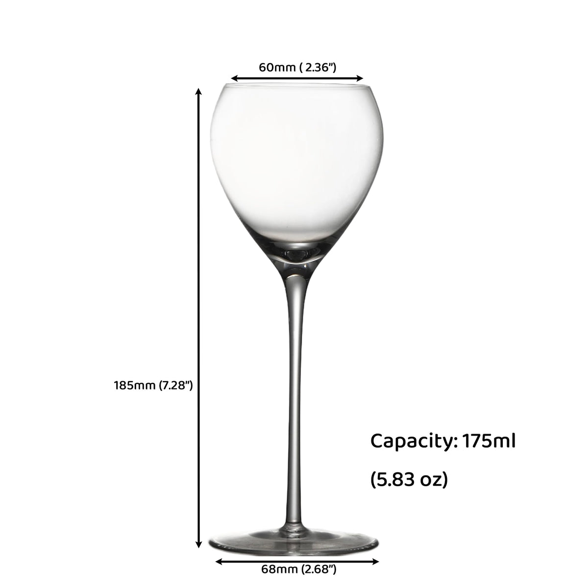 Hand Blown Crystal Cocktail Glasses Set of 6, 5.8Oz Clear U9678