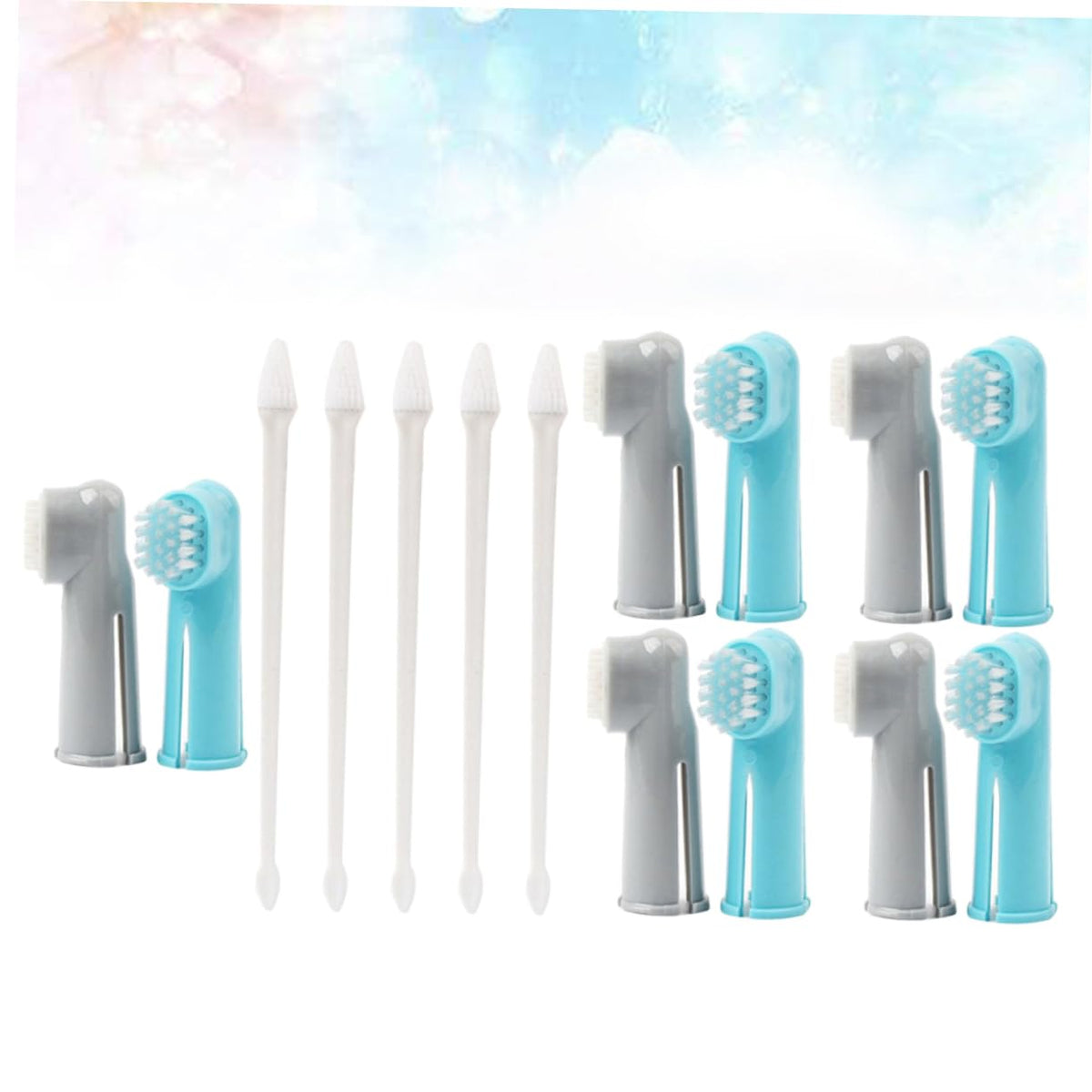 15 Pc Dual-Headed and Finger Pet Toothbrushes J519