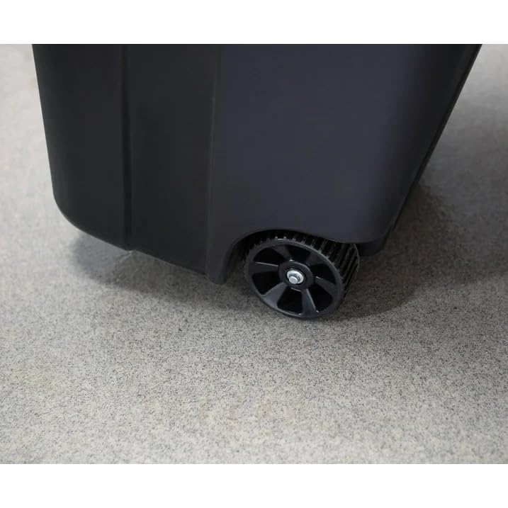 32 Gallon Black Wheeled Plastic Trash Can W8996