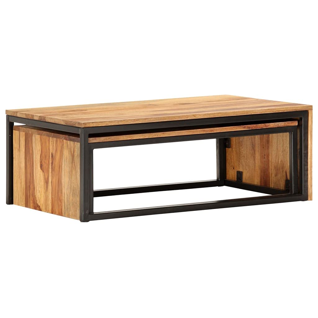 2 pcs Solid Sheesham Wood Nesting Tables C78688