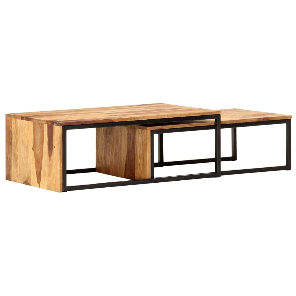 2 pcs Solid Sheesham Wood Nesting Tables C78688