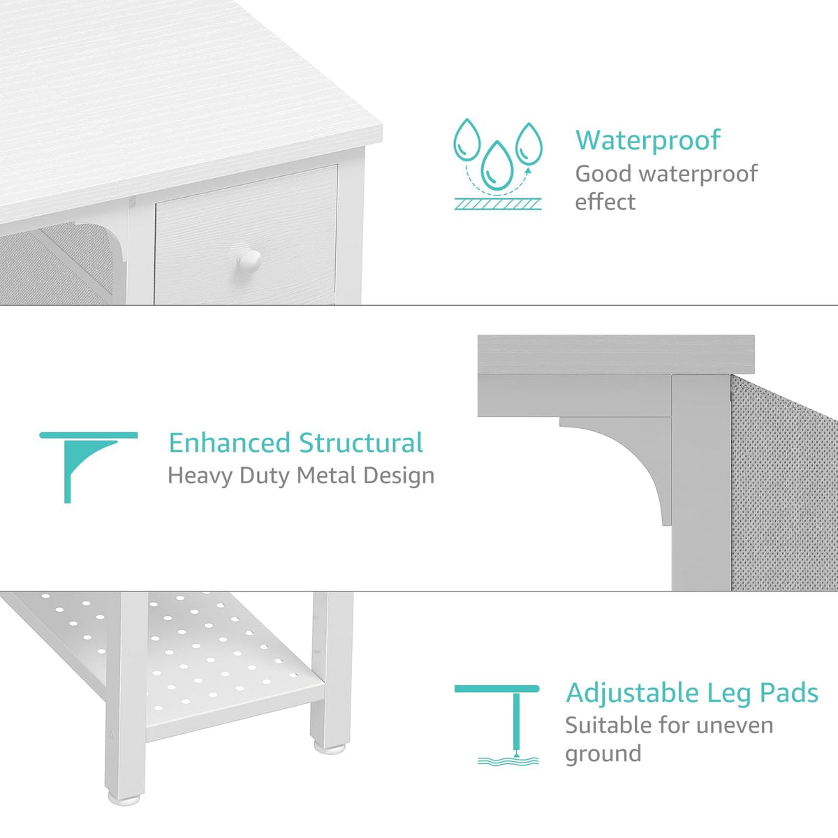 White Computer Desk with Drawers 47 Inch T930