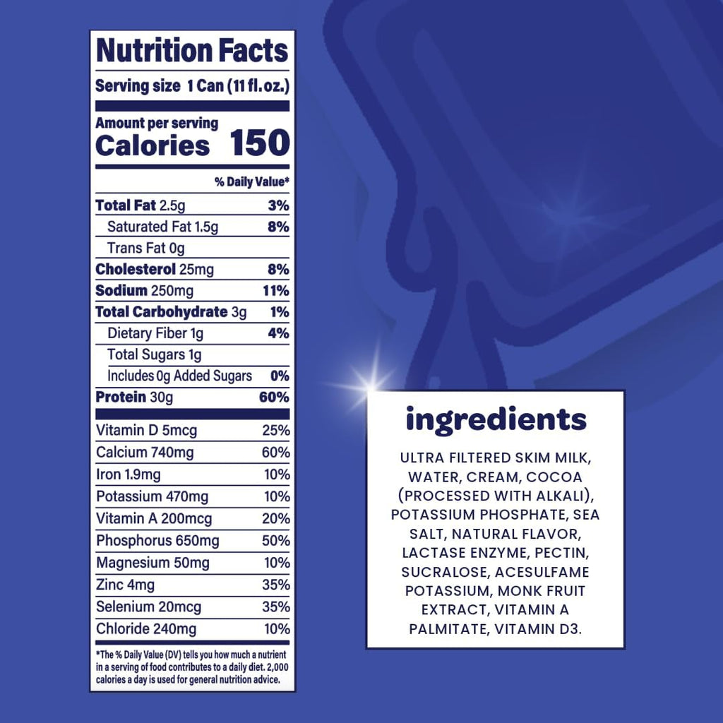 Milk Chocolate Protein Shake, 30g Protein, Lactose Free, 12 Pack A4497
