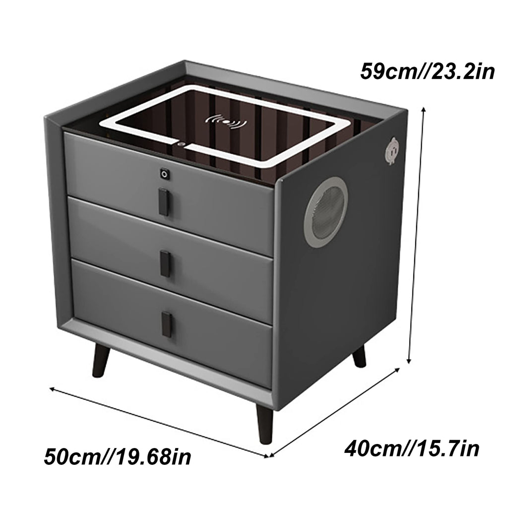 White 3 Drawer Smart Nightstand with Wireless Charging X442972