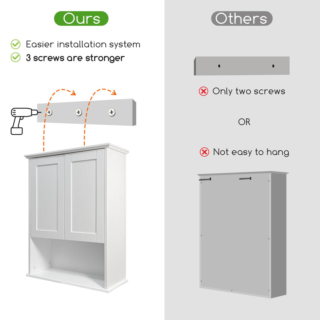 White Wall Mount Bathroom Cabinet with Adjustable Shelves Q856505