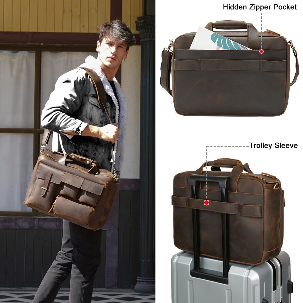 Leather 17.3" Laptop Briefcase N90216