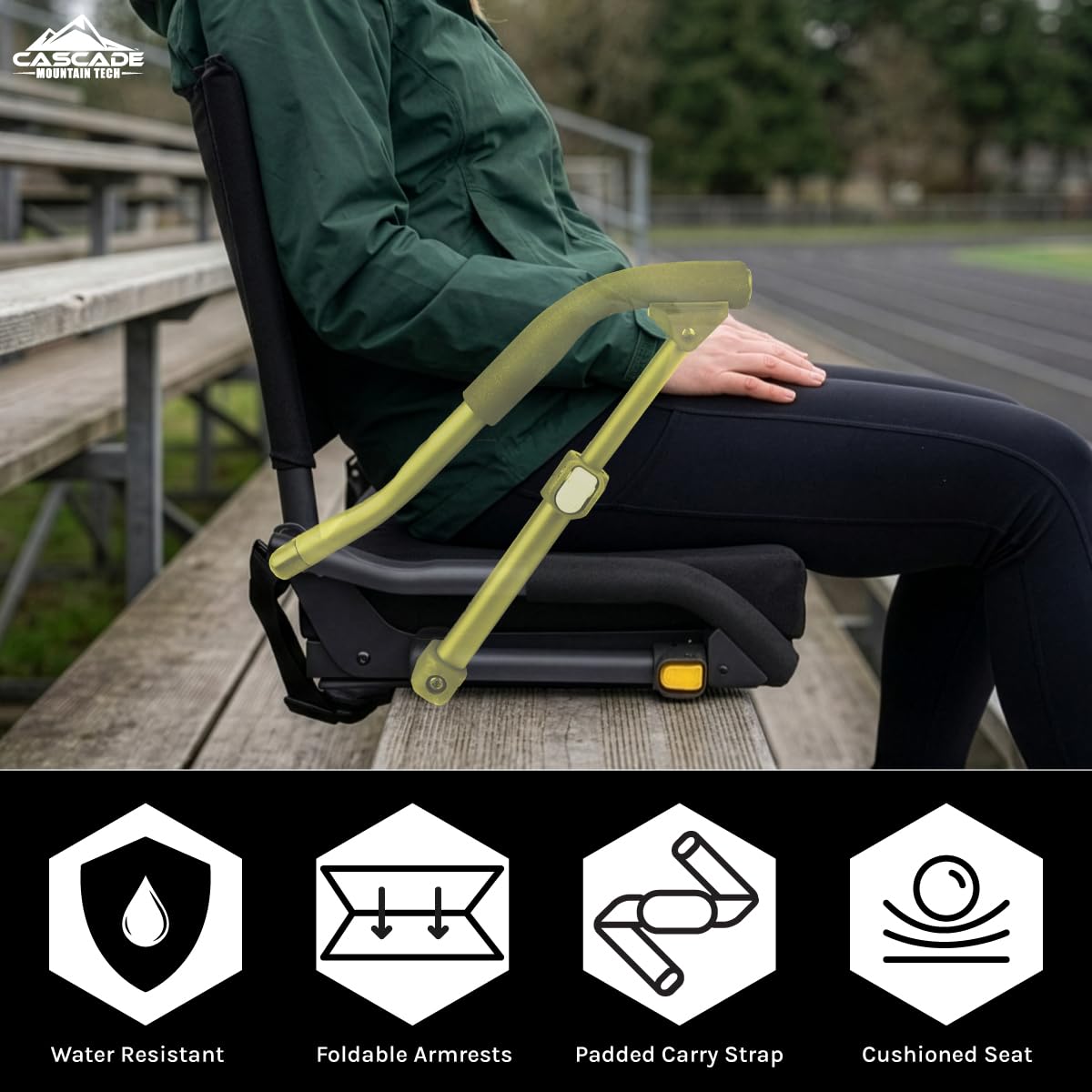 Padded Stadium Seat with Pop-Up Armrests D694