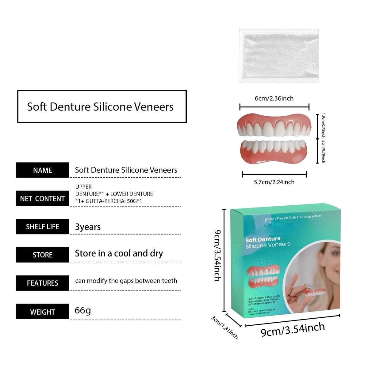 Soft Denture Silicone Veneers, Upper and Lower Denture Set C48884