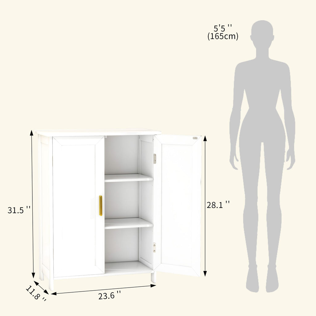 White 2 Door Bathroom Floor Storage Cabinet G278853