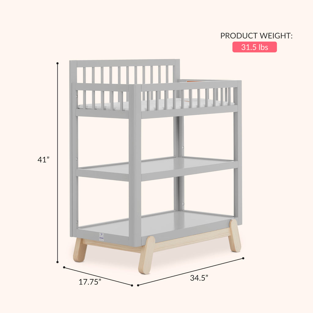 Baby Changing Table with Safety Rails and Storage Shelves N436253