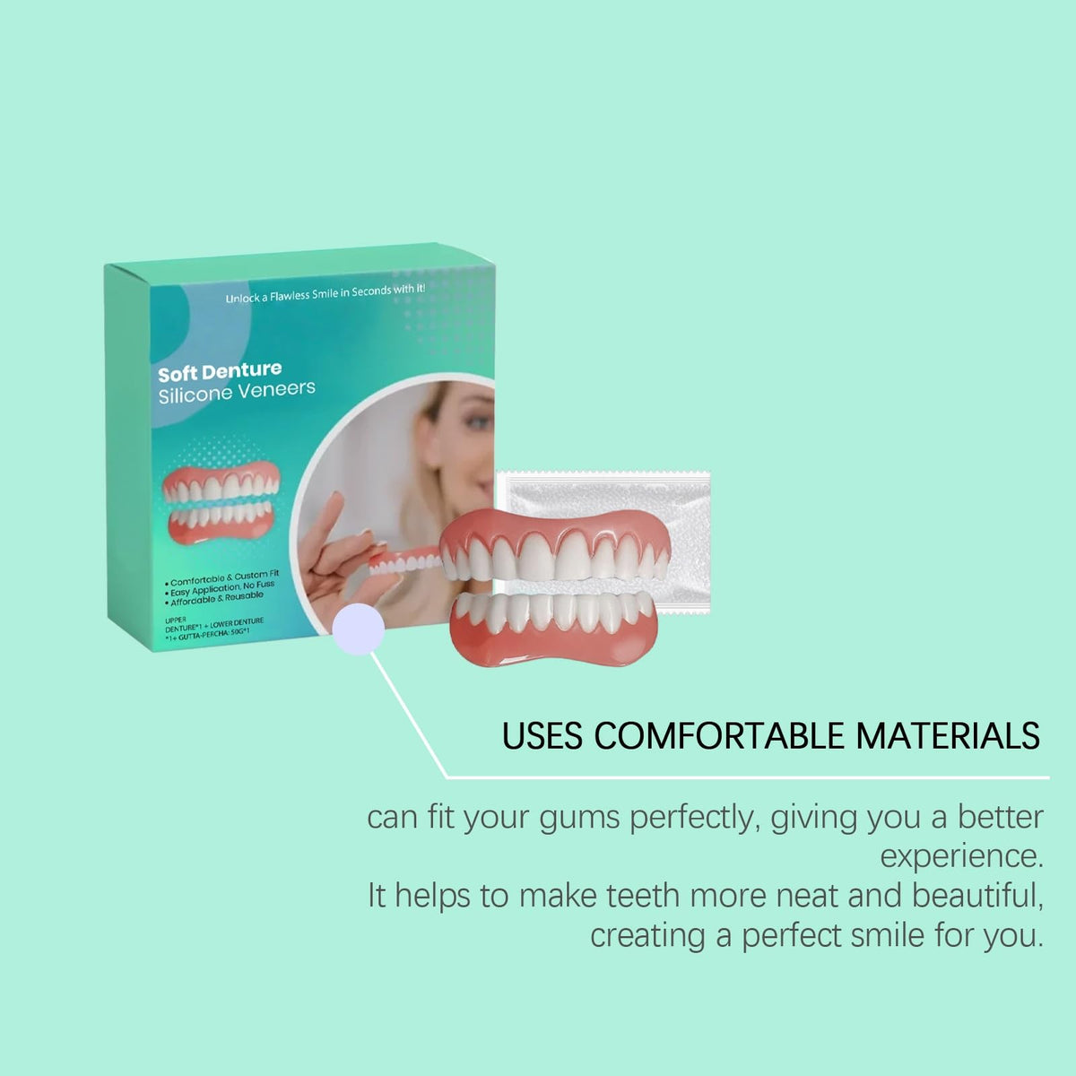 Soft Denture Silicone Veneers, Upper and Lower Denture Set C48884