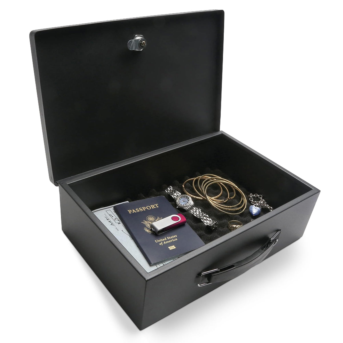 Black Steel Safe Box with Keys P762265
