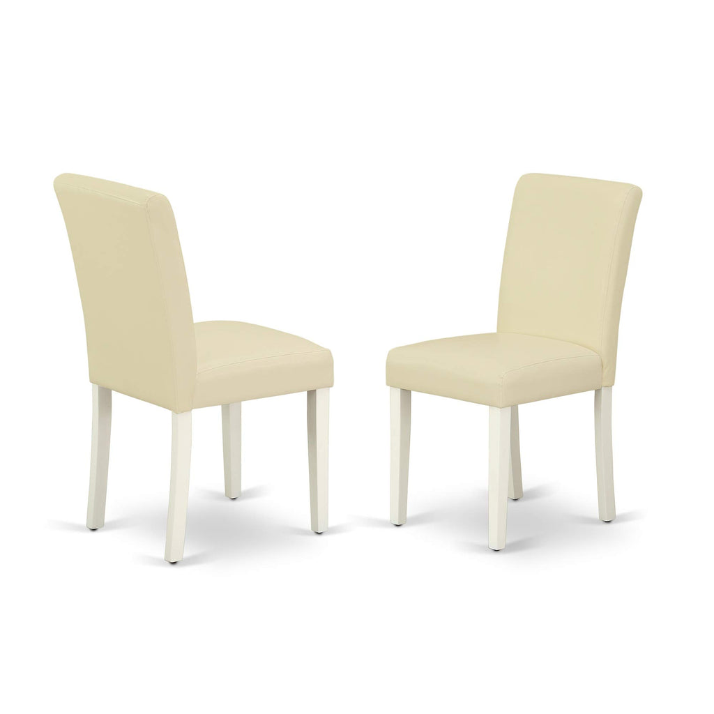 7 Piece Dining Room Table Set with 6 White Faux Leather Chairs M52890