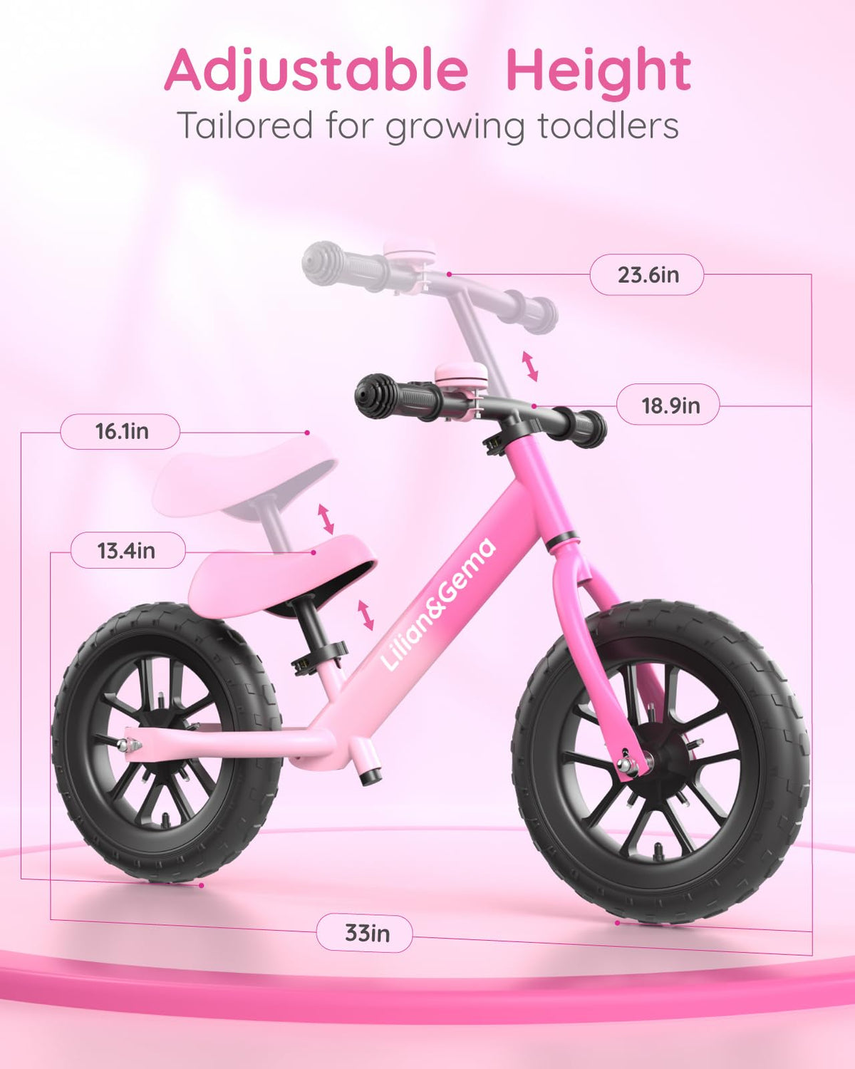 12'' Kids Balance Bike with Adjustable Seat & Handlebar V96342