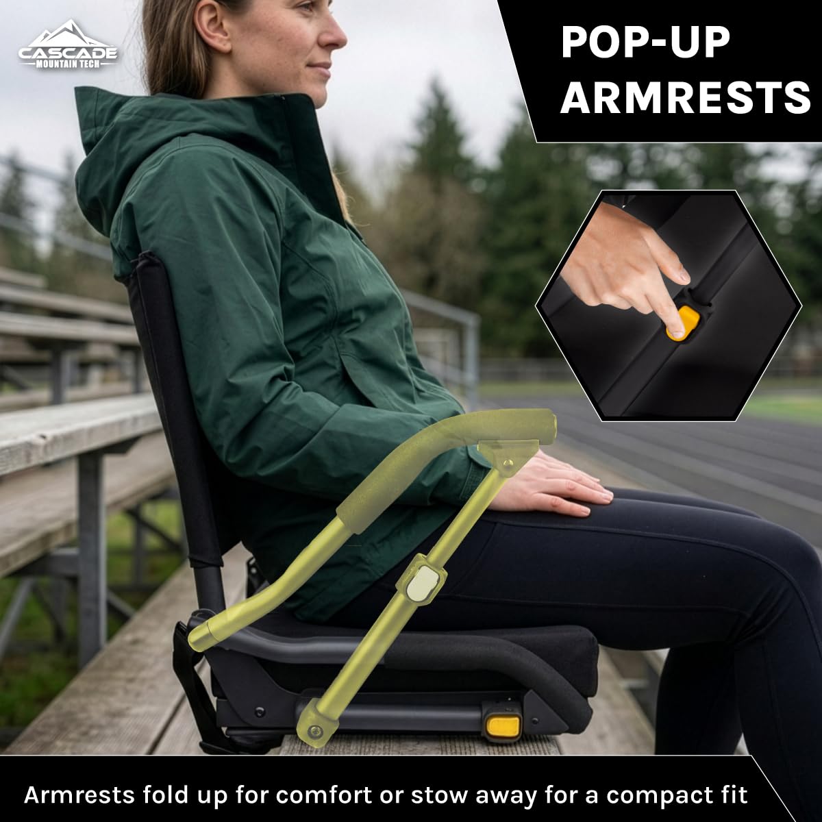 Padded Stadium Seat with Pop-Up Armrests D694