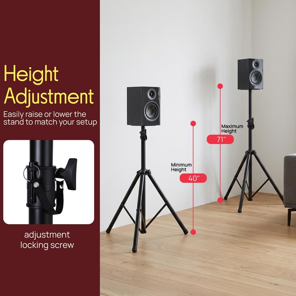 Universal Speaker Stand 2-Pack Height Adjustable Tripod Mount C4686