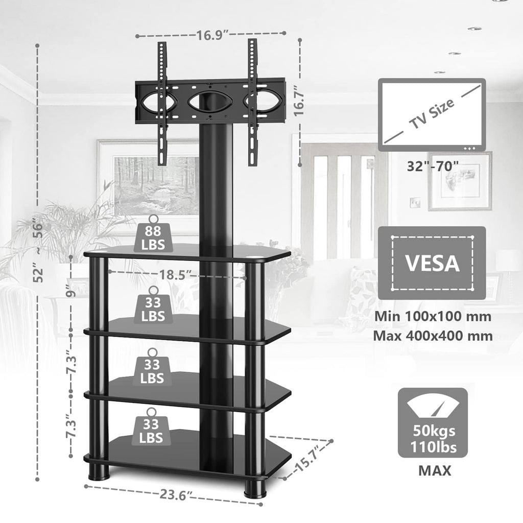 4-Tiers Swivel TV Stand for 32-70 inch TVs C70931