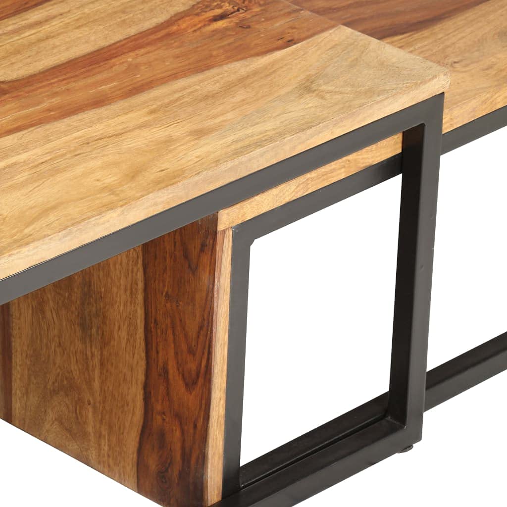2 pcs Solid Sheesham Wood Nesting Tables C78688