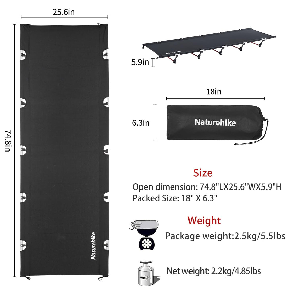 Ultralight Folding Camping Cot 330lbs L4368