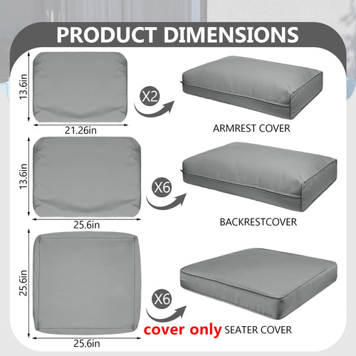 14 Piece Outdoor Waterproof Cushion Covers with Zipper U285296