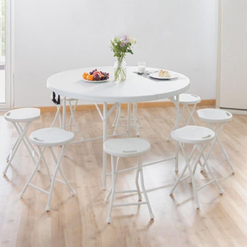 18 Inch Portable Plastic Folding Stool with Steel Frame E963706