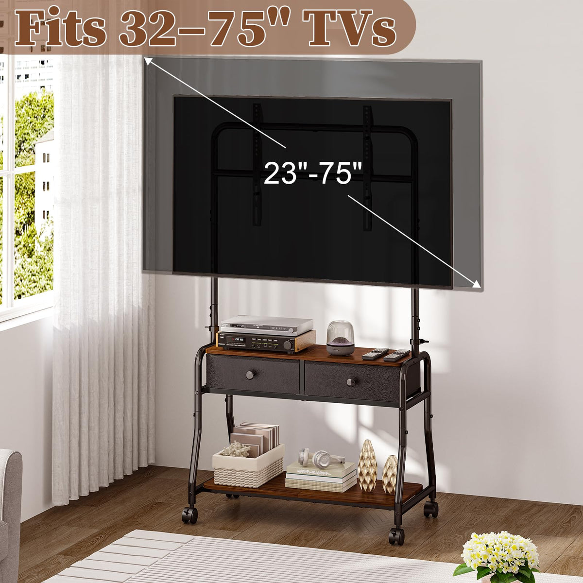 Rolling TV Stand with Mount for 32–75 Inch TVs C37569