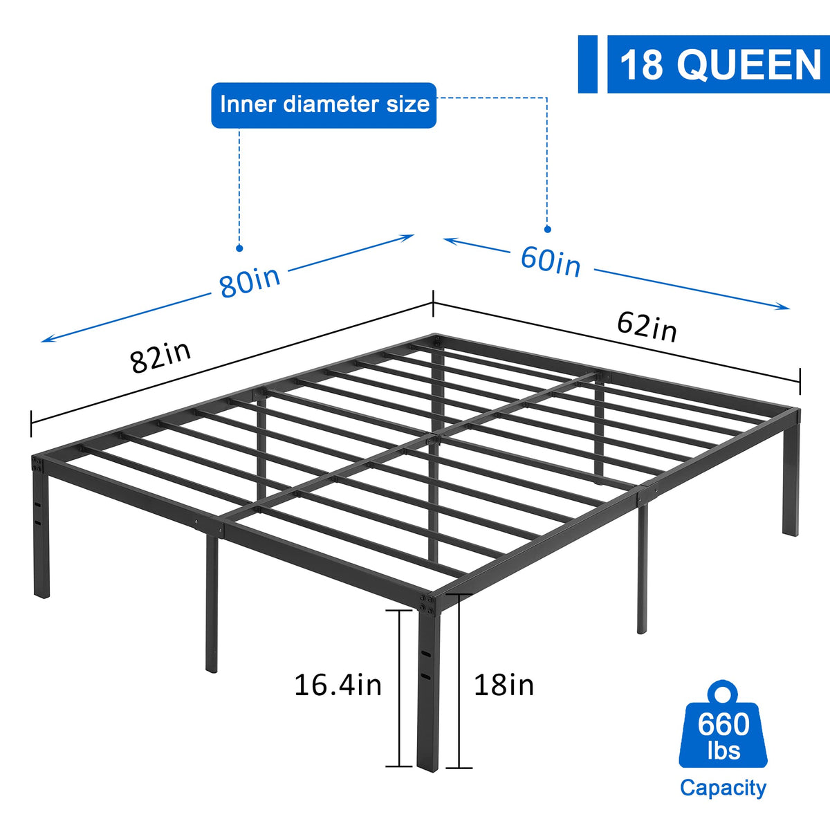 Queen Size Metal Platform Bed Frame V3310