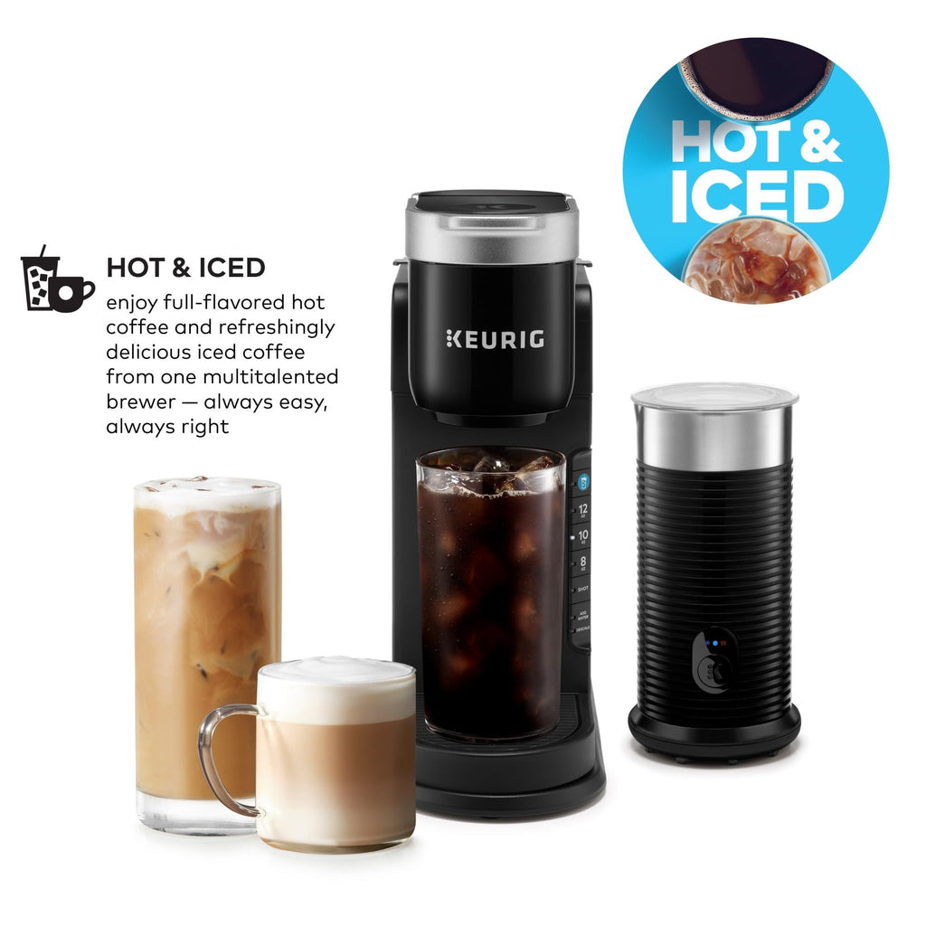 Single Serve Coffee Maker and Frother, 3 Brew Sizes, Black F867