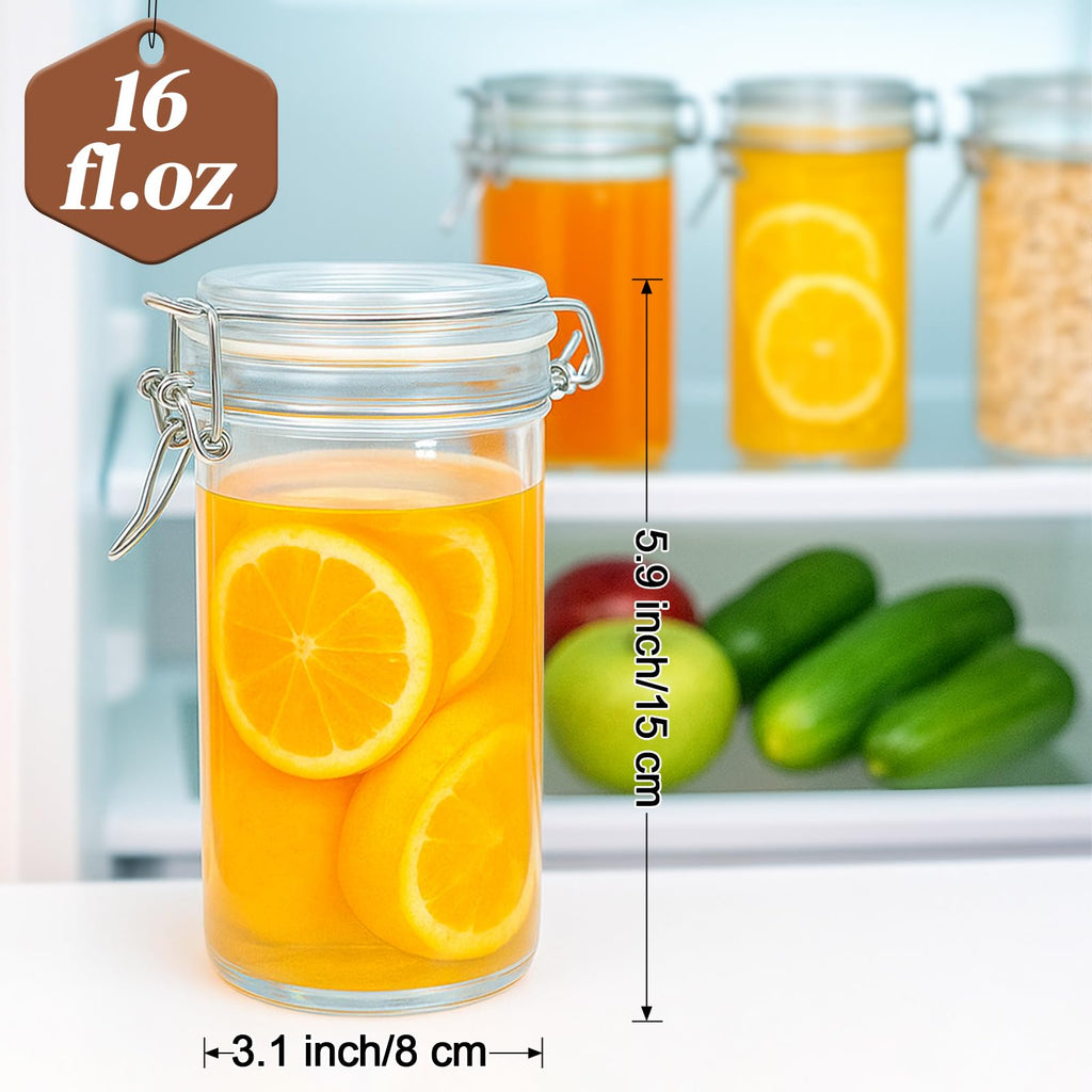 8 PCS 16 oz Glass Jars with Airtight Lid Q225