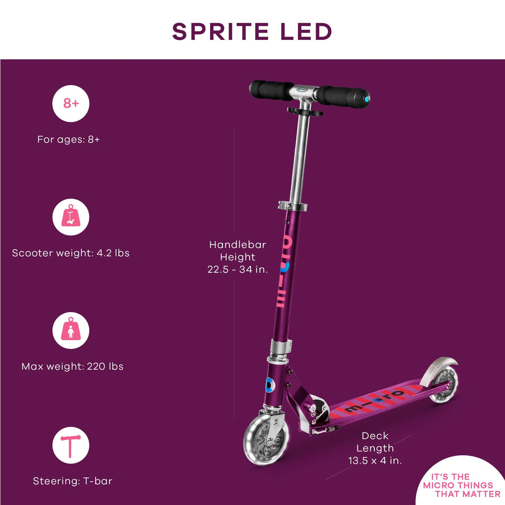 Foldable LED Scooter 2 Wheel Adjustable T Bar H621