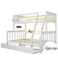 Solid Wood Bunk Bed with Charging Station and LED Lights Twin Over Full with 2 Storage Drawers S316341