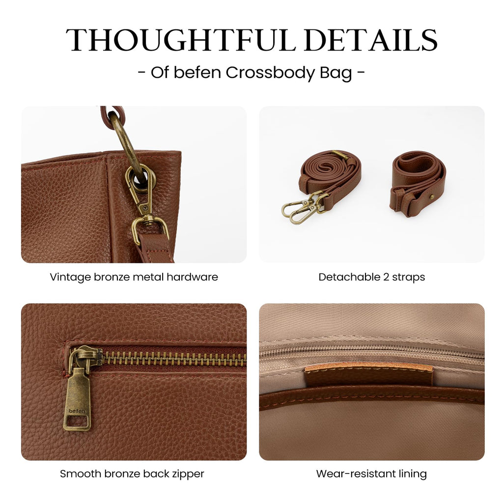 Genuine Leather Hobo Crossbody Bags with 2 Detachable Straps V220