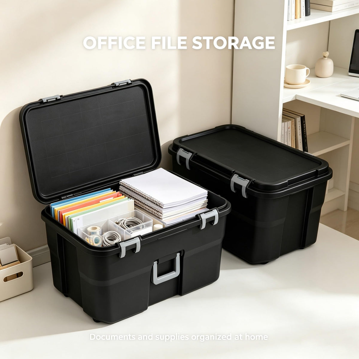 Black 2 Pack 22 Gallon Wheeled Plastic Storage Trunk W12152