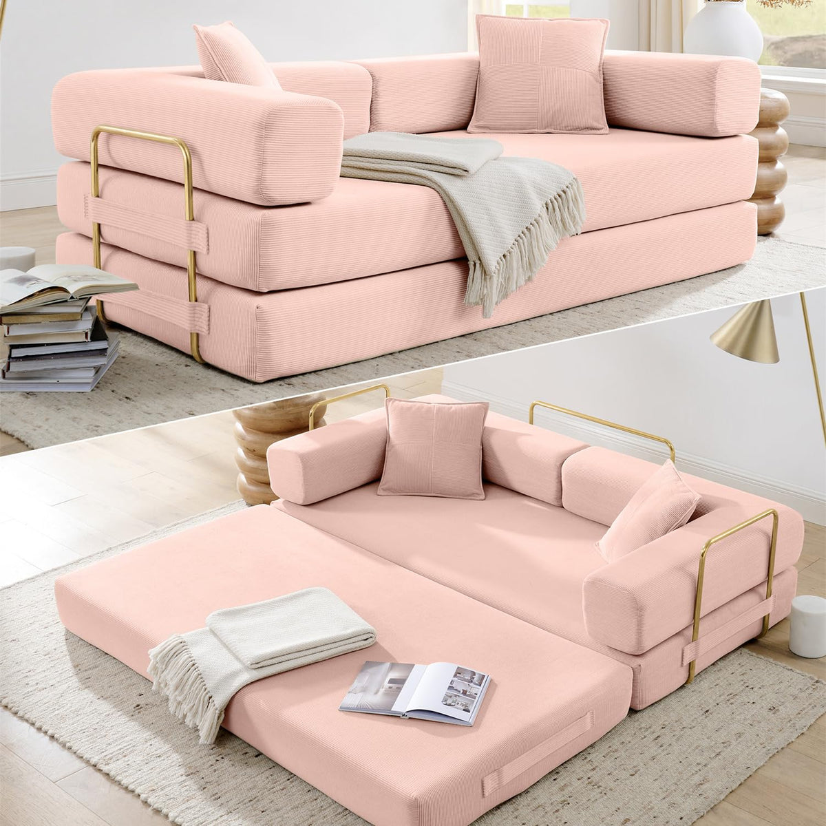 Pink Futon Sleeper Sofa Bed B5338