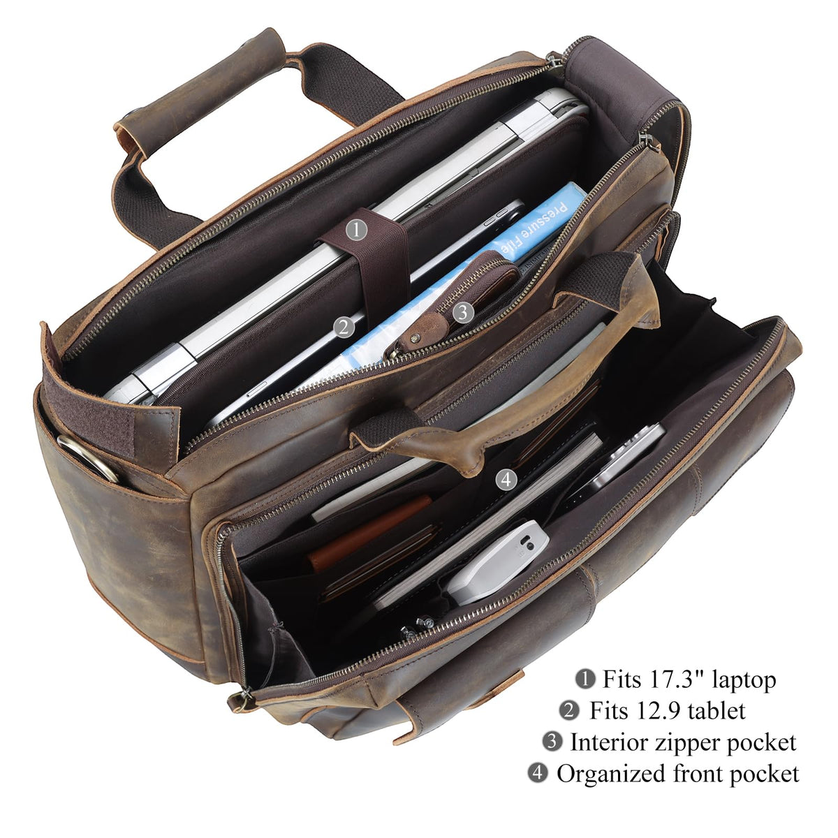 Leather 17.3" Laptop Briefcase N90216