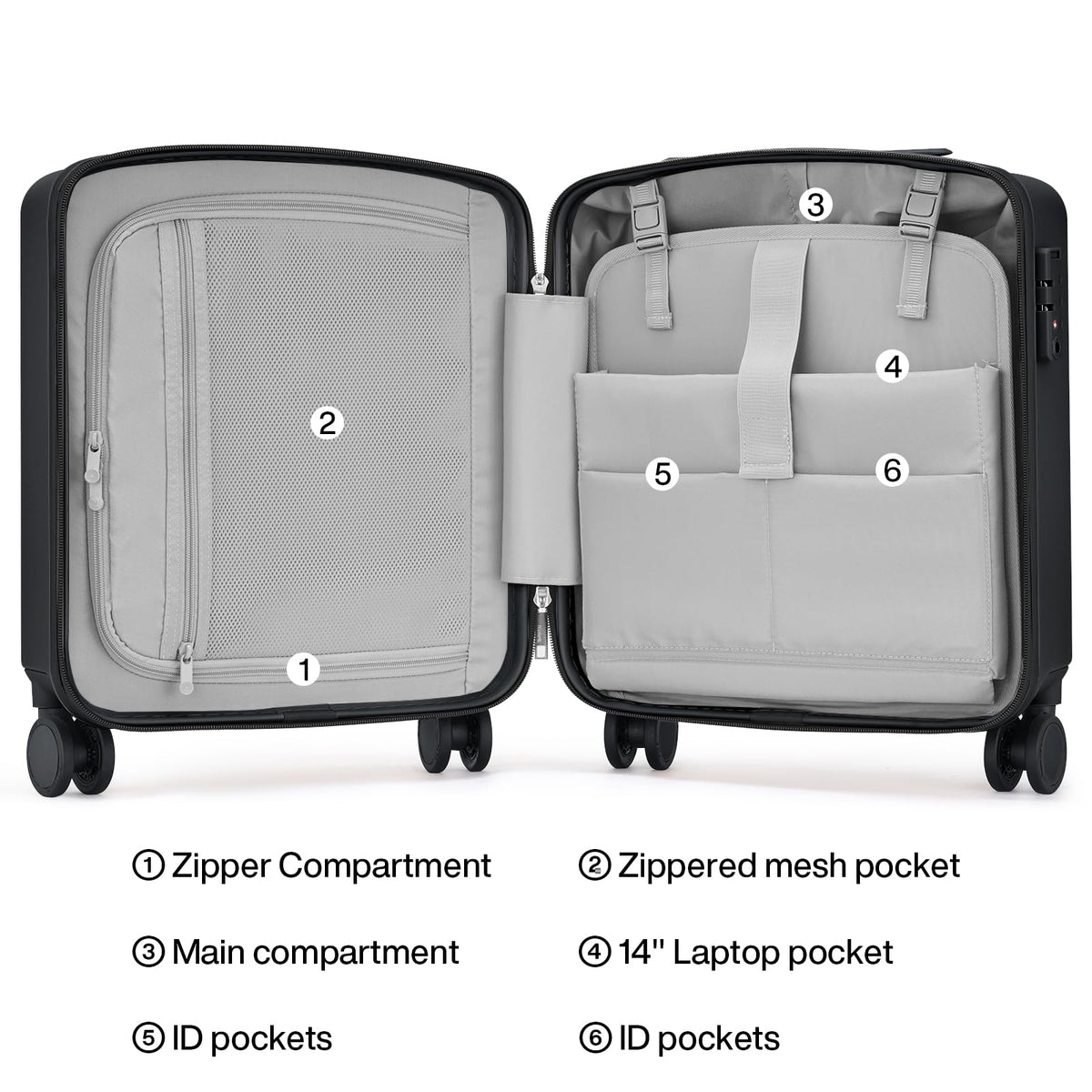 16 Inch Underseat Hard Shell Carry On Luggage with TSA Lock F99218