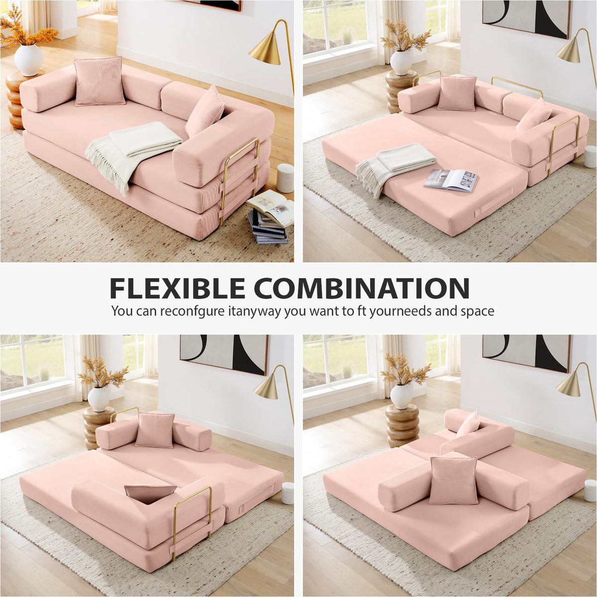 Pink Futon Sleeper Sofa Bed B5338