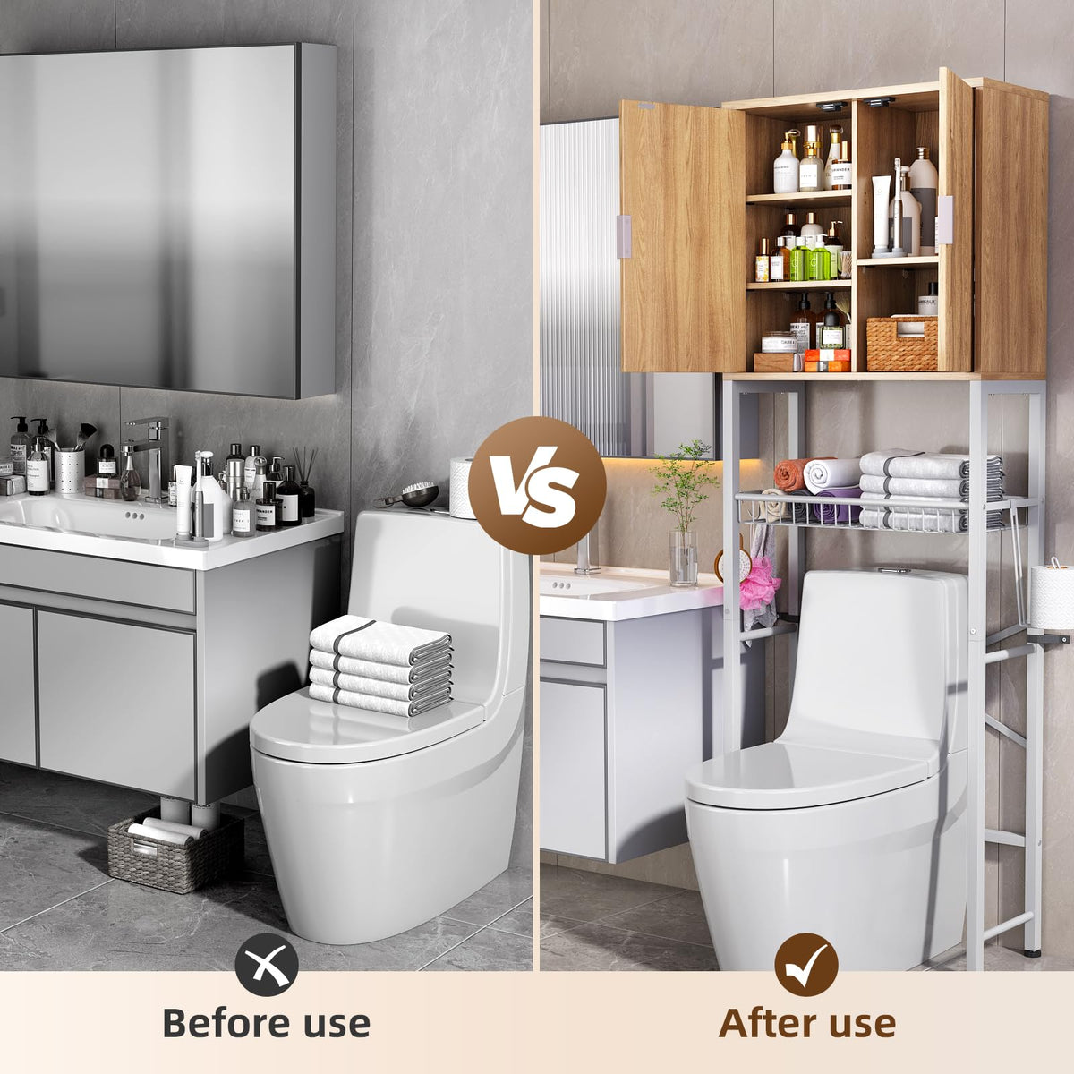 Over The Toilet Storage Cabinet with Adjustable Shelf Z40266