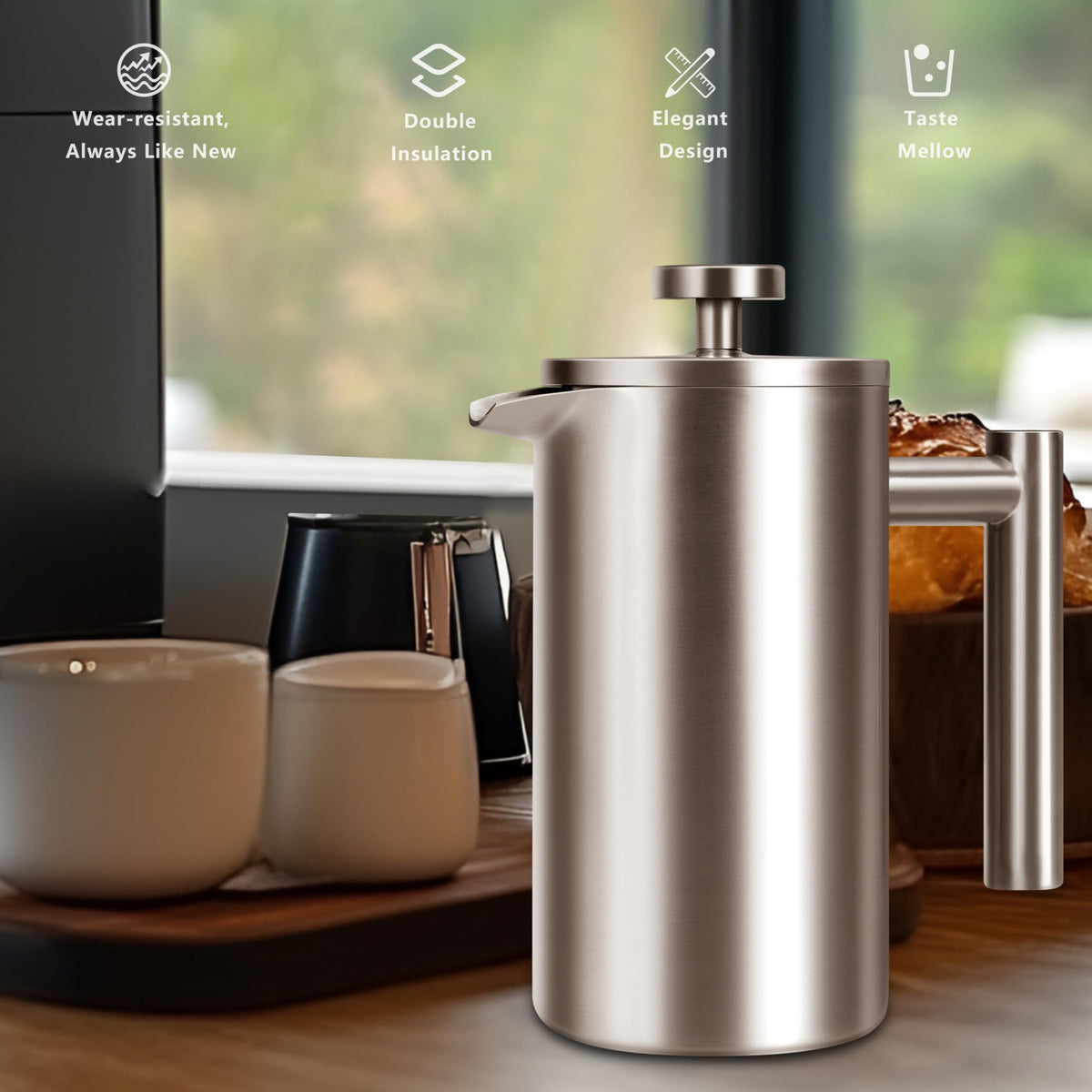 12 OZ Stainless Steel French Press Coffee Maker O72981