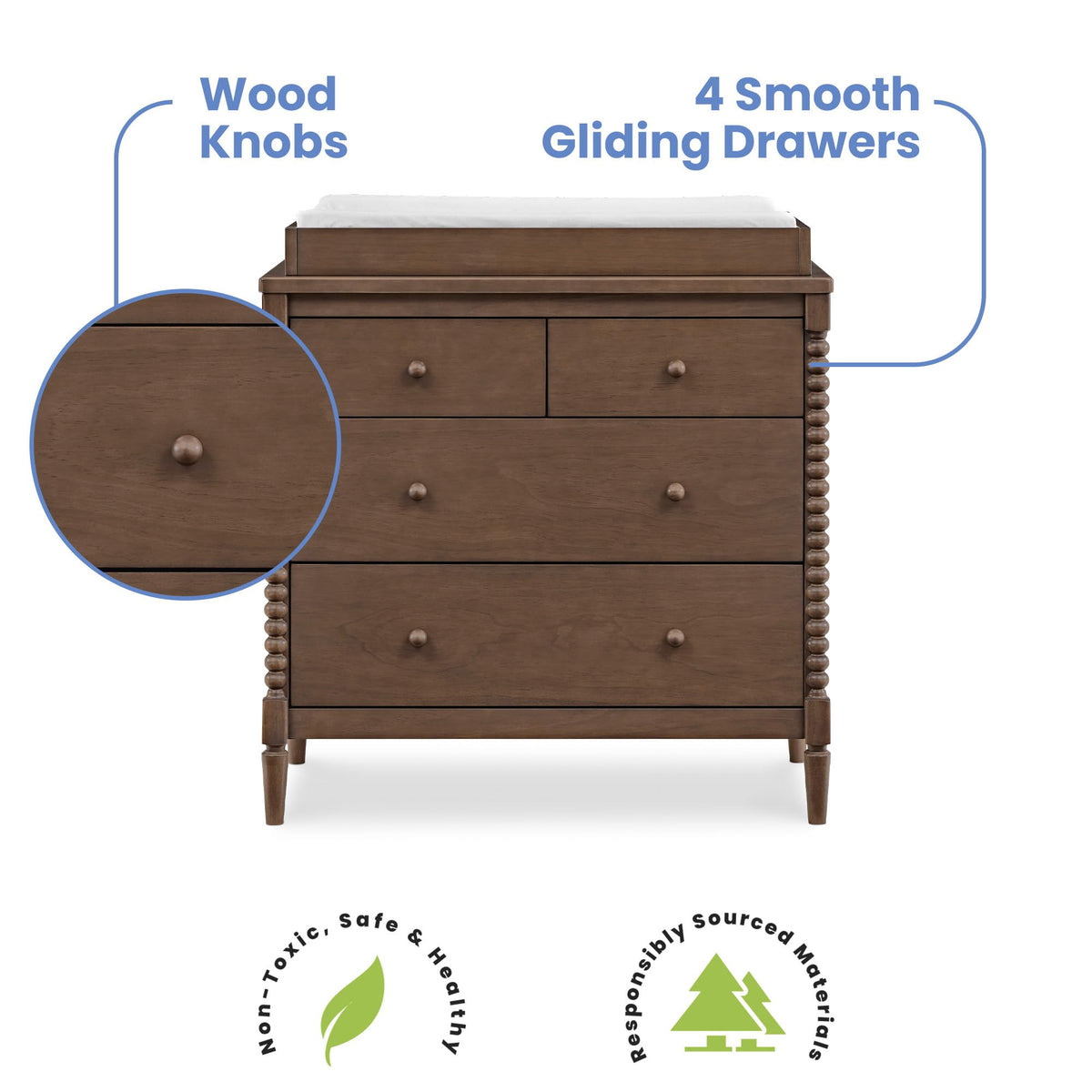 4 Drawer Dresser with Changing Top T34548