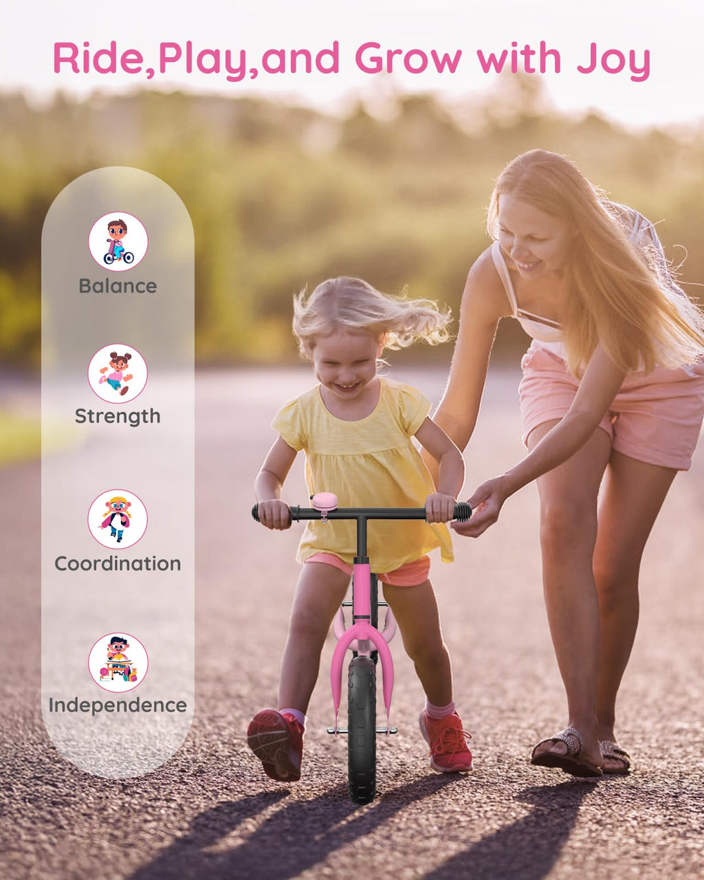 12'' Kids Balance Bike with Adjustable Seat & Handlebar V96342
