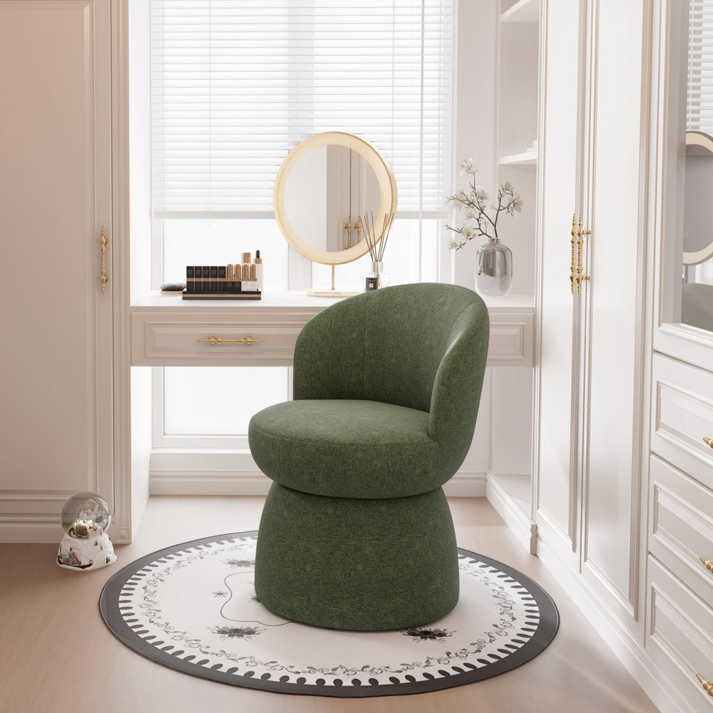 Green Boucle Fabric Swivel Accent Chair Set of 2 P3728