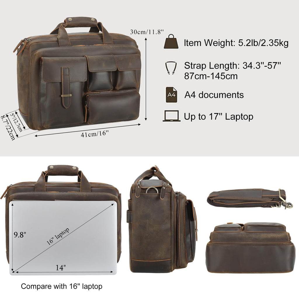 Leather 17.3" Laptop Briefcase N90216