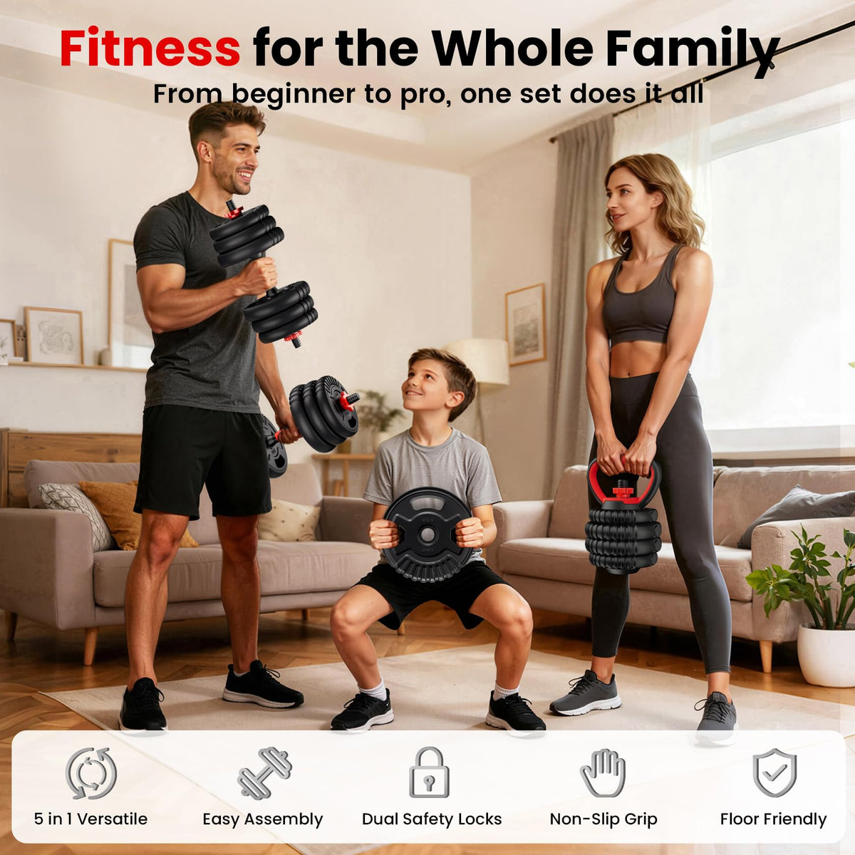 Adjustable Dumbbell Set 22/33/45/70/90lb Free Weight Set with Connector O73177