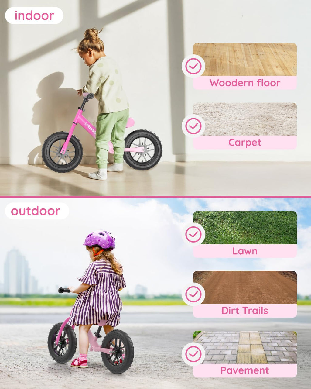12'' Kids Balance Bike with Adjustable Seat & Handlebar V96342